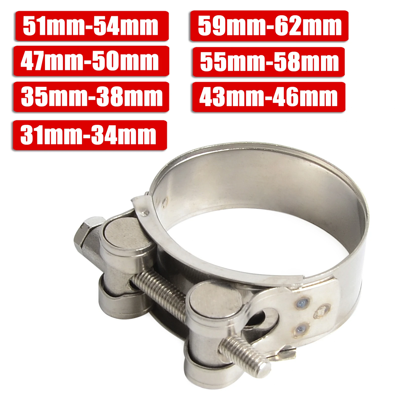 

31mm - 62mm Motorcycle Exhaust Clamp Clip Stainless Steel Exhaust Pipe Clamps For KTM Honda Yamaha Kawasaki Suzuki BMW ATV
