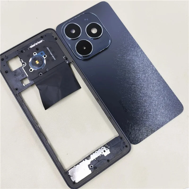 Фото BANERYPAK A+++ Полный корпус для Tecno Spark 20 KJ5, средняя рамка + задняя крышка батареи с объективом камеры, запасная часть для ремонта. №1