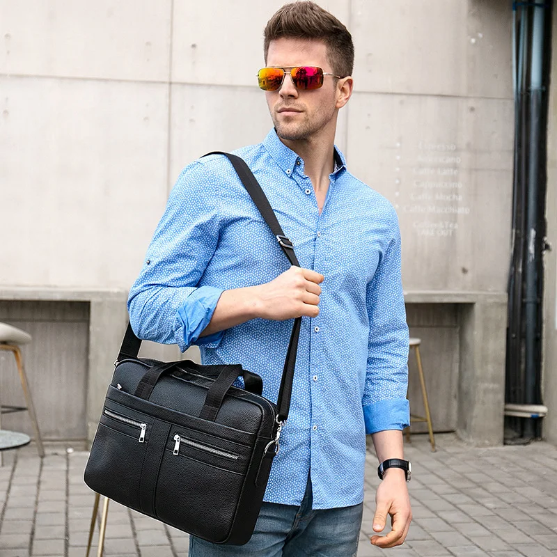 Business Affairs Briefcase Genuine Leather Male Package Capacity Man Handbag Single Shoulder 2020 computer office bags for men