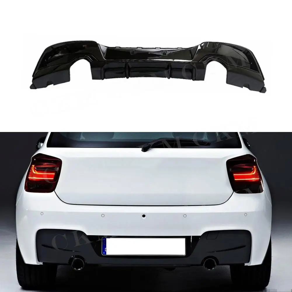 

ABS Carbon Look Rear Bumper Lip Diffuser Gloss Black Extension Covers For BMW 1 Series F20 M Sport M135i 2012 2013 2014