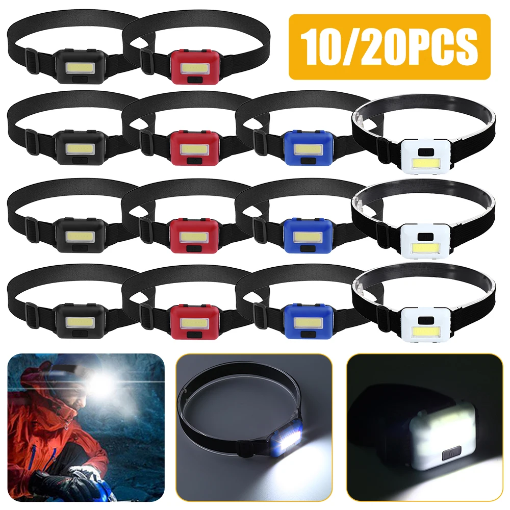 

10/20x COB Led Headlight 3 Modes Waterproof Headlamp Head Flashlight Torch Lanterns For Outdoor Camping Night Fishing Head Torch