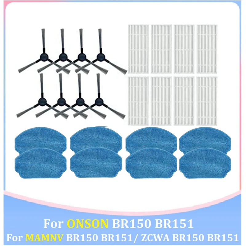 

Accessories Kit For MAMNV BR150 BR151/ ZCWA BR150 BR151 / ONSON BR150 BR151 Robot Vacuum Cleaner Side Brush Mop Cloth