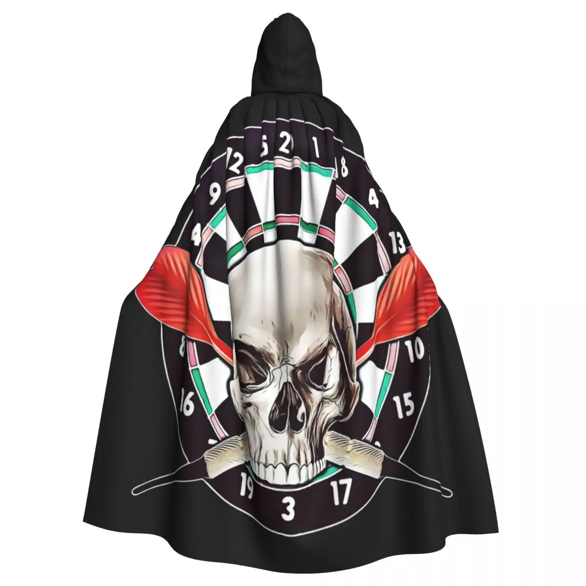 

Dart Skull Hooded Cloak Halloween Party Cosplay Woman Men Adult Long Witchcraft Robe Hood