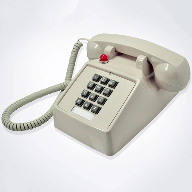 dual line interface corded desk telephone with loud ringer red light flash retro 1 handset landline phone for home office free global shipping