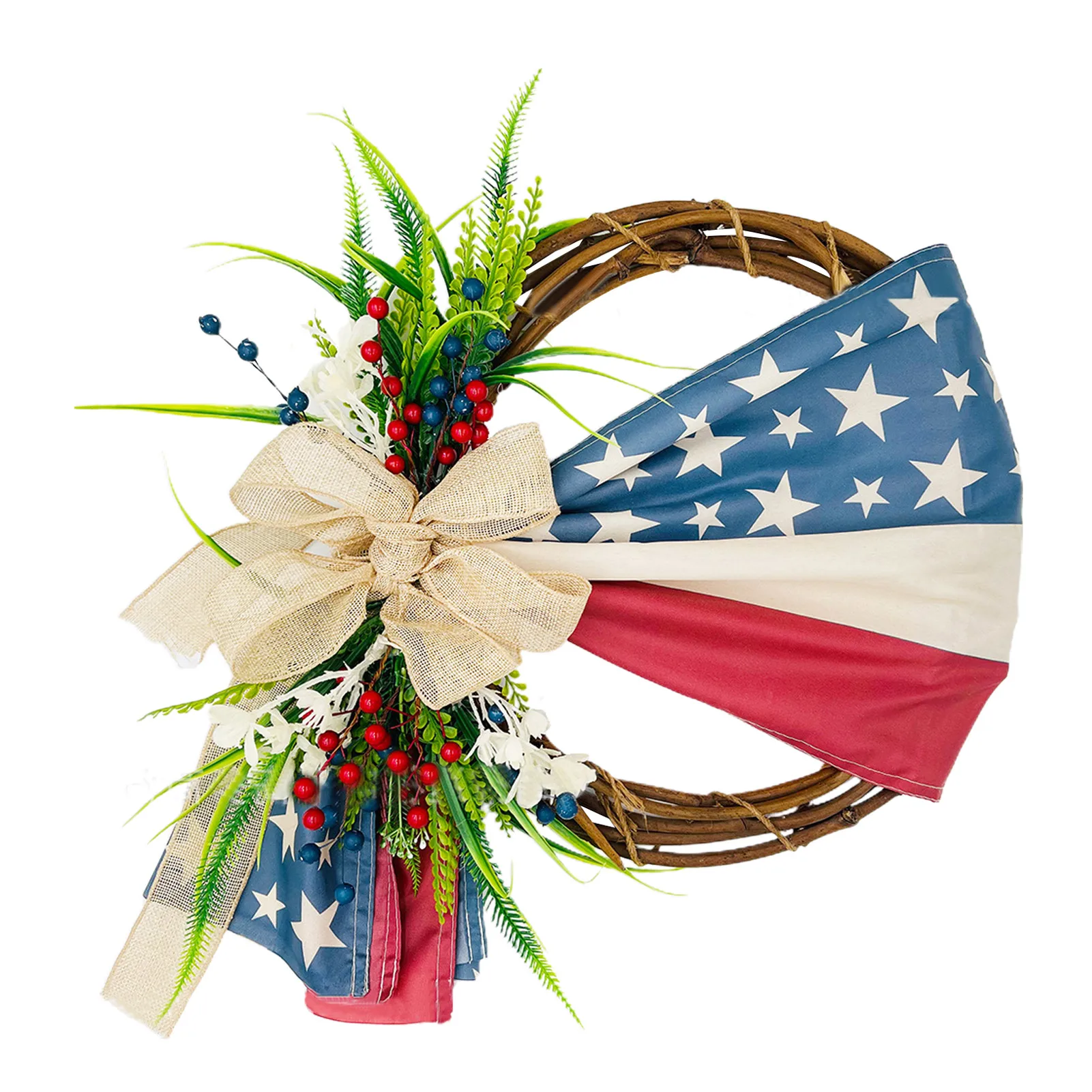 

American Wreath Ornament On The 4th Of July Lightweight Wreath With Peony Green Leaves Gifts For Easter Mothers Day And Festival