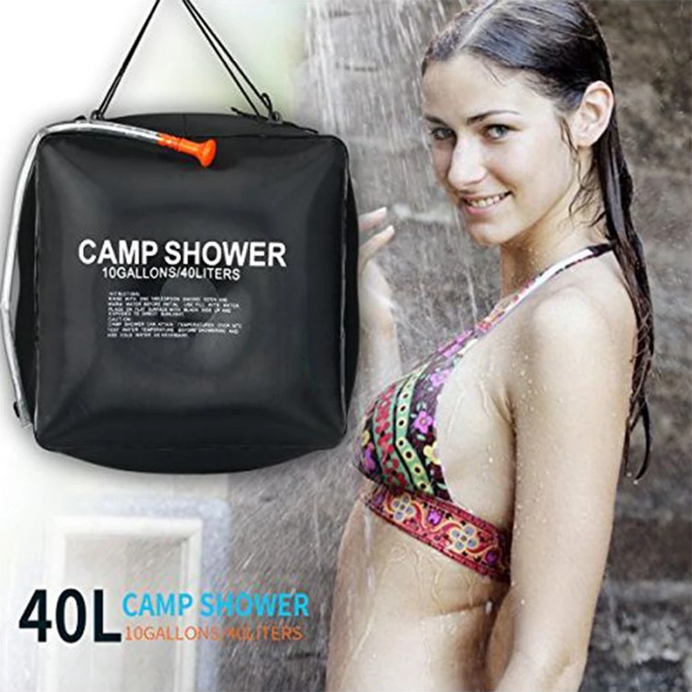 

40l Bathing Bags Foldable Pvc Solar Shower Bag Uv Protection Coating Outdoor Bath Water Bag with Plastic Tube for Beach Swimming