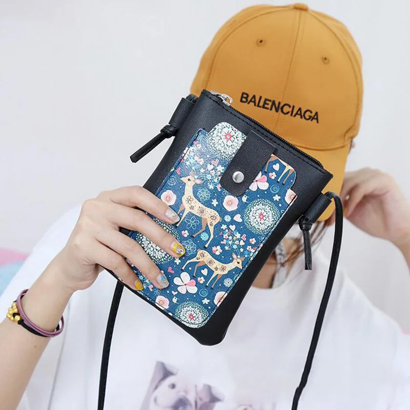 

Useful Fashion 3D Cartoon Printing Purse Mobile Phone Bag Ladies Shoulder Bag Call Phone Bags Cartoon Cute Print Small Wallet