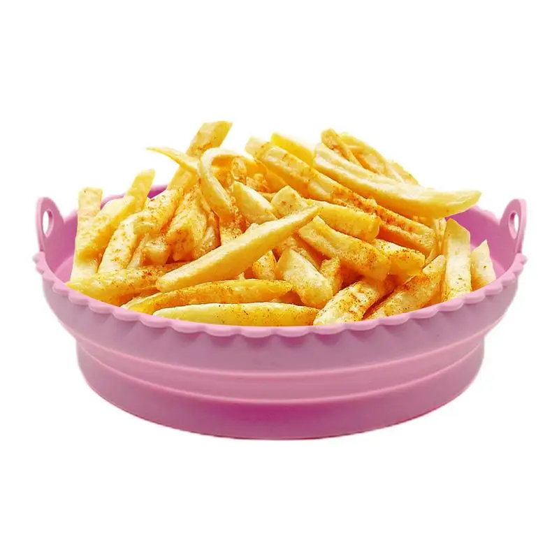 

Silicone Basket Folding Baking Tray Reusable Round Bowl Replacement Of Flammable Parchment Liner Paper For Home Kitchen
