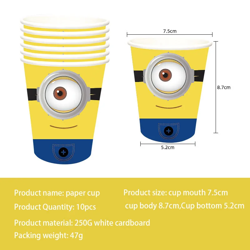 

Мультфильм милые миньоны тема принадлежности для дня рождения одноразовые столовые приборы воздушный шар детский душ фон фотодекор реквизит подарок ребенку