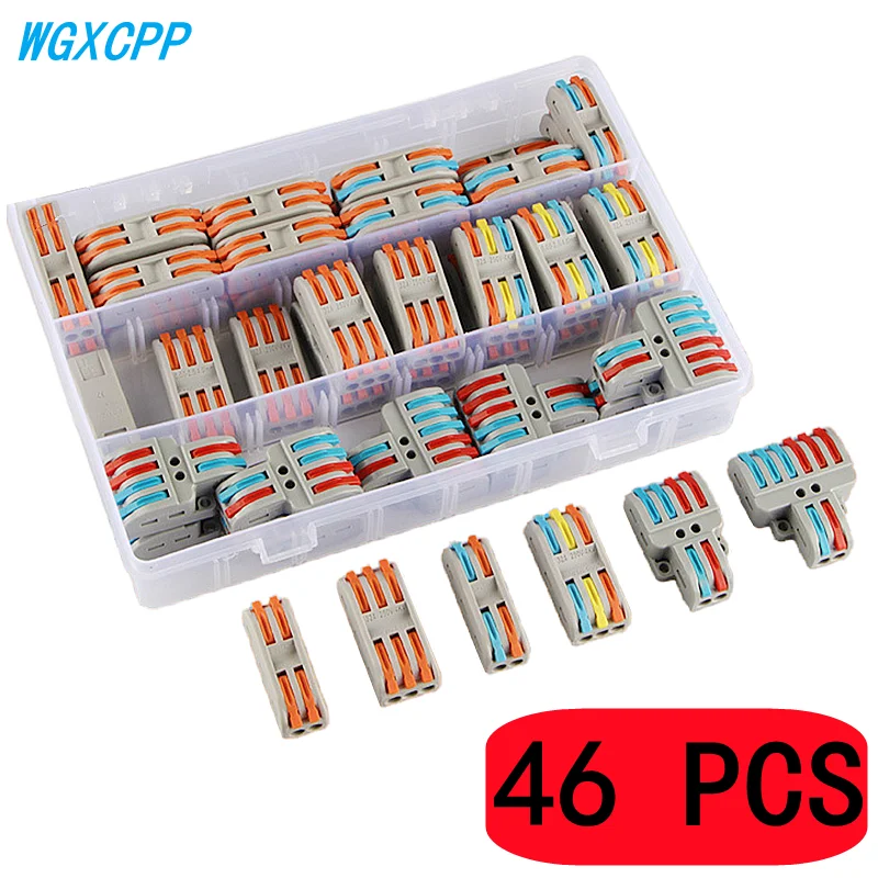 10/30//46/75PCS,Mini Universal Quick Cable Connectors Compact Conductor Spring Splice Wiring Connector Insert Terminal Block,32A