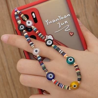 clay mobile phone chain accessories evil eye beaded phone charm for women girl fashion telephone jewelry lanyard free shipping