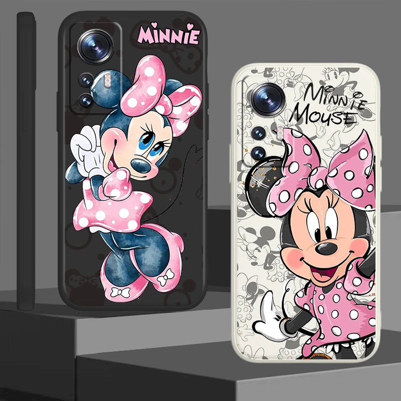 

Pink Minnie Mouse For Xiaomi Mi 13 12T 11i 11X 10S 10 Pro Lite Liquid Rope Black Phone Case