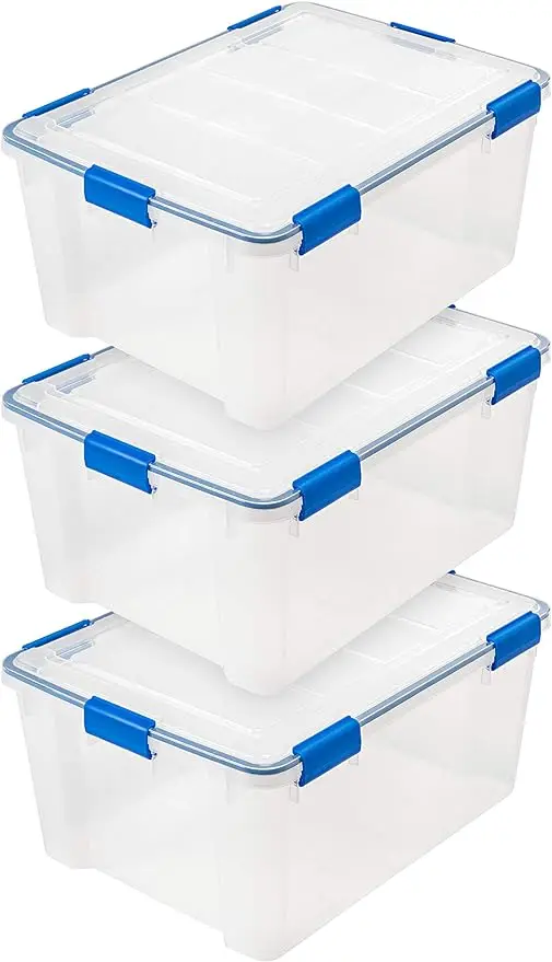 

Пластиковая коробка для хранения IRIS USA, 3 упаковки, 60 кварт, WeatherPro, прочная крышка, герметичные и надежные защелкивающиеся пряжки