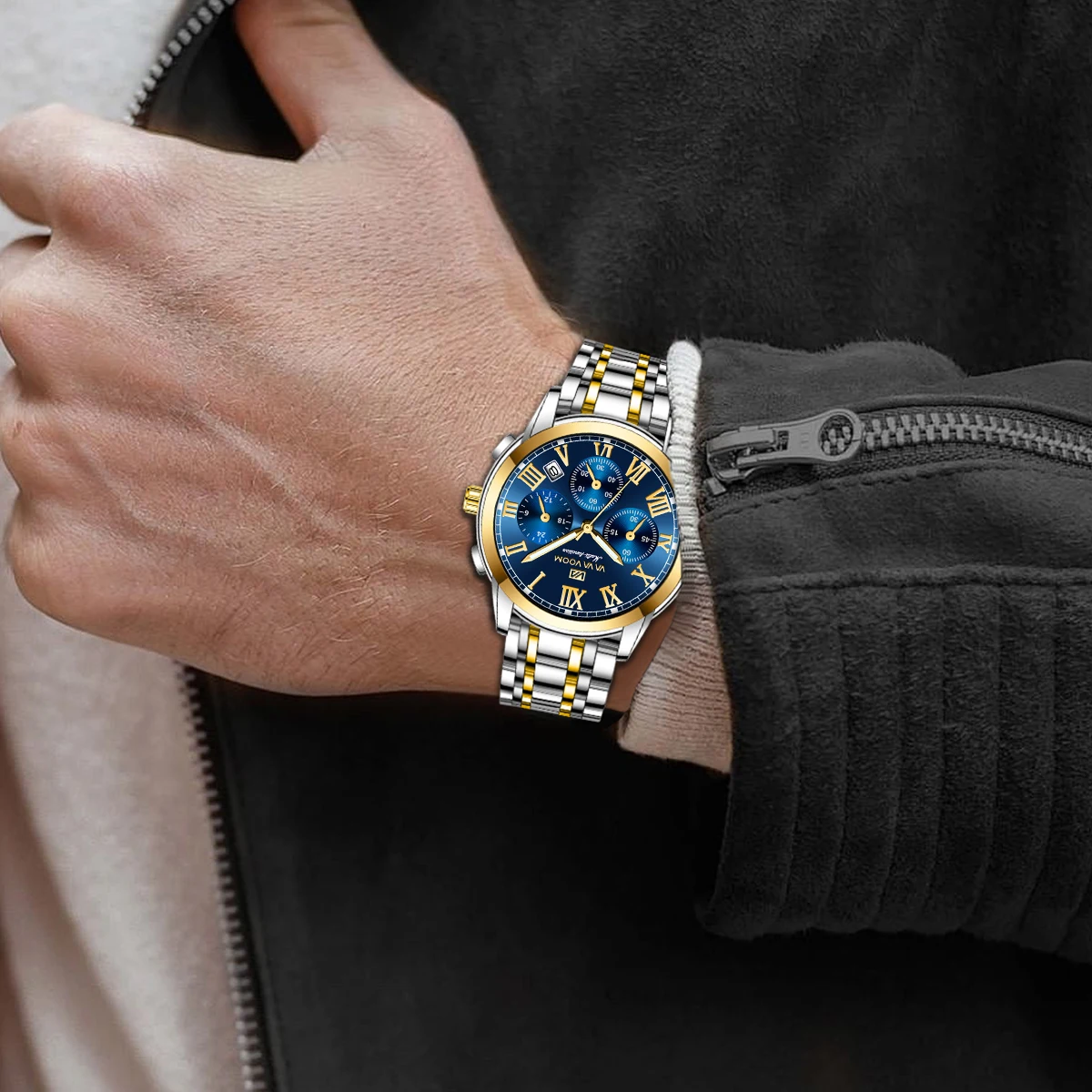 Новинка 2024 мужские многофункциональные часы из нержавеющей стали 40 мм Роскошные