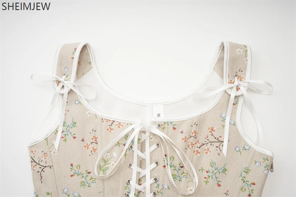 Женский пикантный корсет бежевые подтяжки с цветочным принтом французские