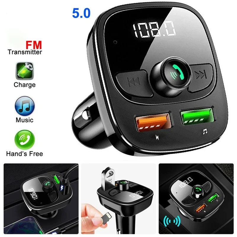 Wireless Bluetooth Car Fm Transmitter Radio Handsfree Dual Usb Charger Adapter LED Digital Display Aux Wireless FM Modulator