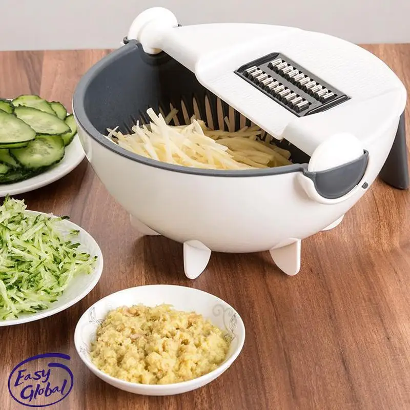 

Kitchen Magic Multifunctional Rotate Vegetable Cutter With Drain Basket Kitchen Veggie Fruit Shredder Grater Slicer Cutter Tools
