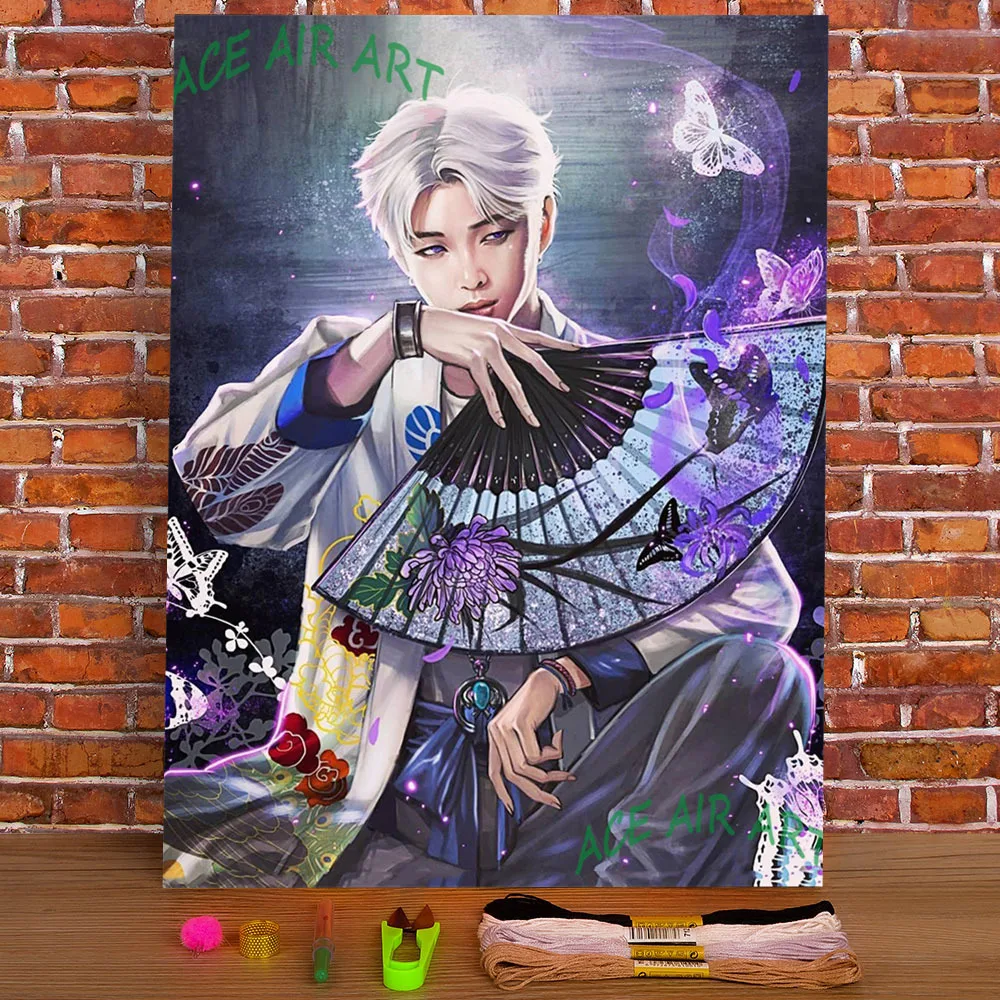 

Idol Korean Pop Hipster Printed Canvas 11CT Cross Stitch Set DIY Embroidery DMC Threads Needlework Craft Painting Stamped