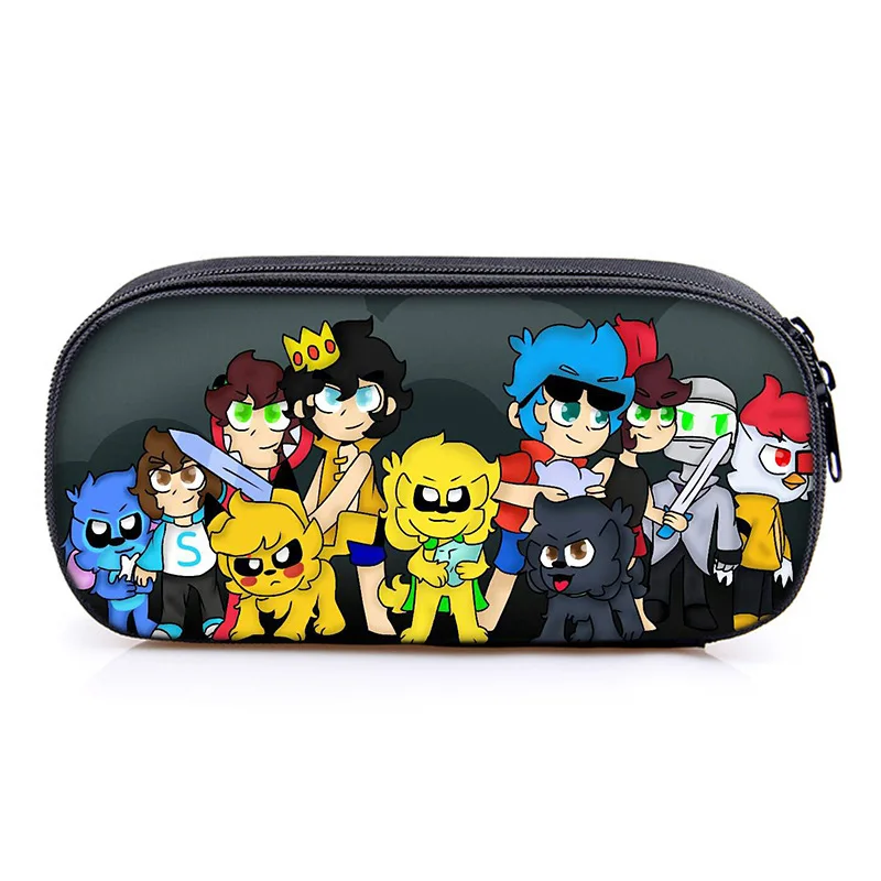 

Mikecrack Pencil Bag boys girls Cartoon Anime Stationery Storage Pen Bag kids Compartment Pencil Case Students School Supplies