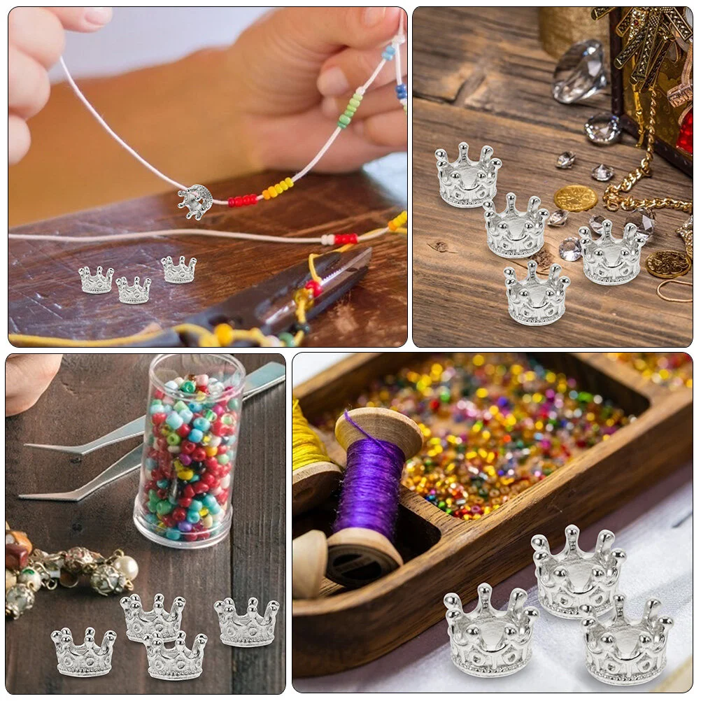 60 Pcs Key Chain Crown-design Charm Decked Accessories DIY Jewelry Charms Prime Pendant Necklace Alloy Bracelet Connectors