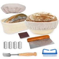 banneton bread proofing basket set of 2 9 inch round 10 inch oval rattan sourdough basketsdough scraperand more