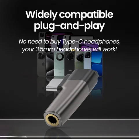 Элегантный локоть типа C «папа» на разъем 3,5 мм для наушников из цинкового сплава USB C на 3,5 мм аудиоразъем Aux для iPhone 15 16 Xiaomi