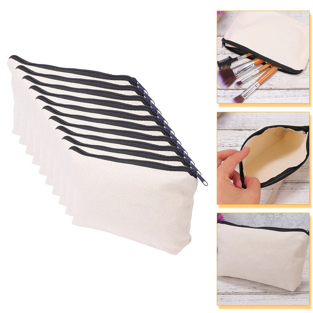 

Canvas Case Small Makeup Bag Toiletries Aesthetic Pouch Blank Zipper Bags