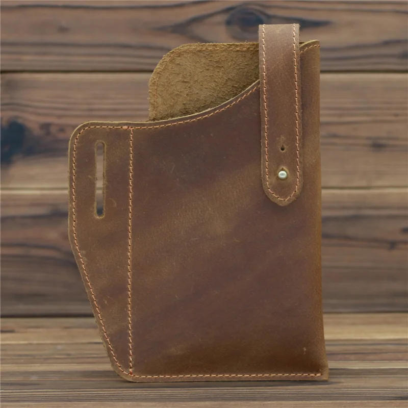 Waistpack New Vintage Mobile Phone Bag Crazy Horse Leather Men's Vertical Top Layer Cowhide Source