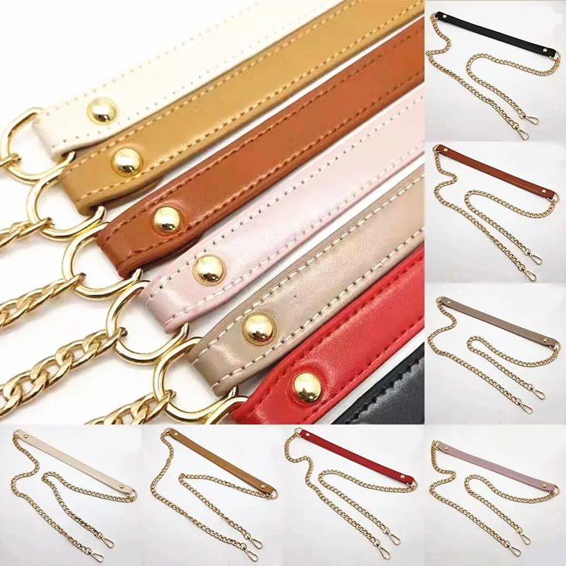 

120cm PU Leather Bag Handle Handbag Metal Chain Shoulder Bag Belt DIY Crossbody Handbag Purse Buckle Handle Bag Accessories