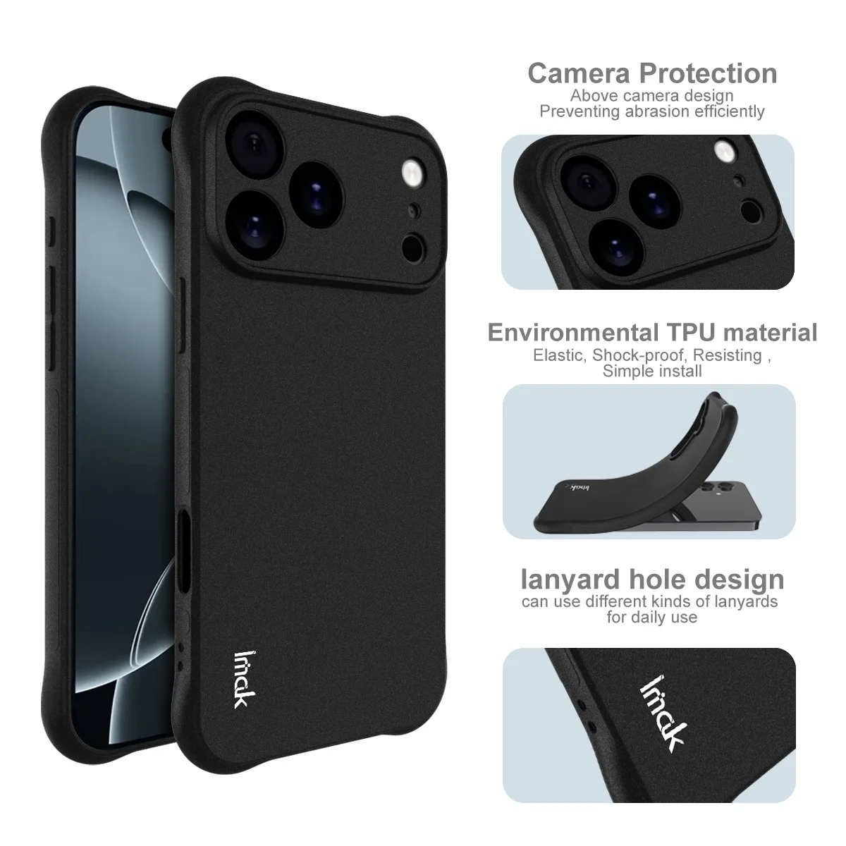 Фото Чехол Imak для iPhone 17e, 16e, Air 17, 16 Pro Max, 17, 16 Pro: ударопрочный, из мягкого ТПУ и силикона, с защитой от падений №3