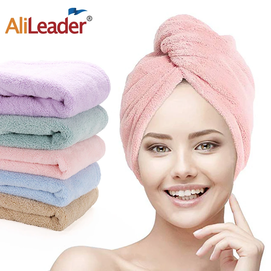 

Hair Towel Wrap Quick Dry 100% Cotton Super Absorbent Turban Head Wrap for Women with Button Anti Frizz Hair Products