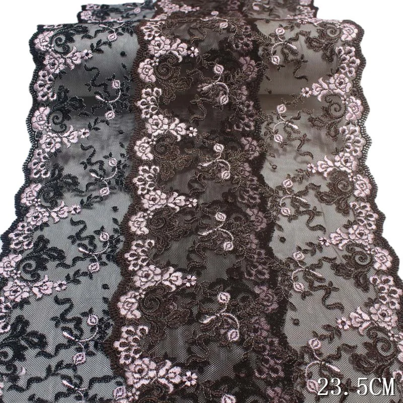 Двусторонняя кружевная сетчатая ткань 15Yds, кружевная лента 23 см, кружевная ткань с цветочной вышивкой, женское свадебное платье, швейные платья, поделки