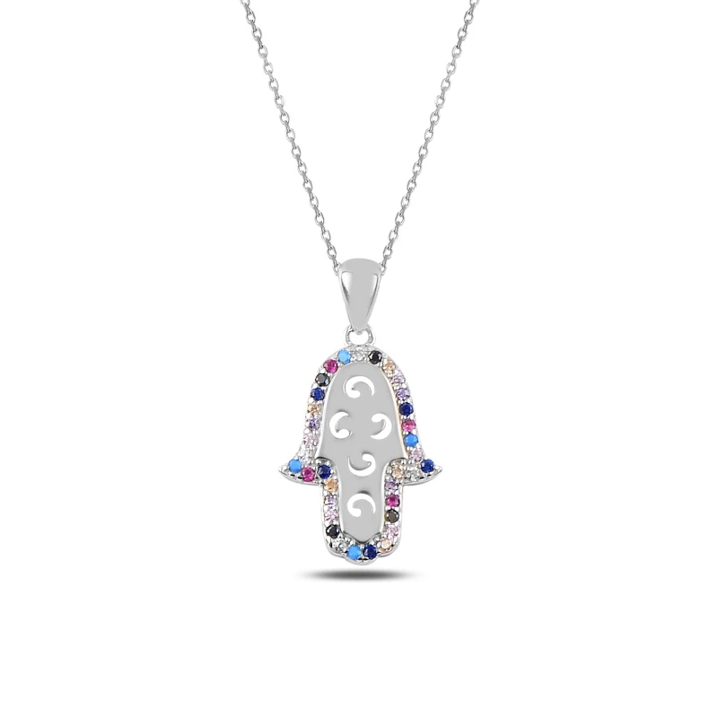 Acheter Argent 925 Couleur Sterling Zircon Pierre Fatma Main Collier