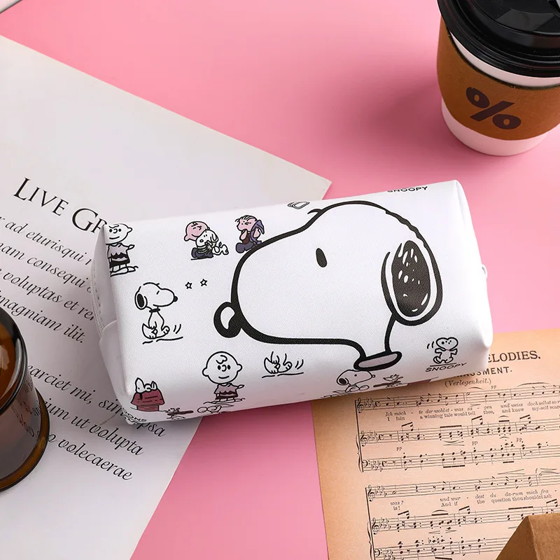 8pcs/ лот Creative Snoopy карандашный чехол мультфильмов PU кожаный водонепроницаемый