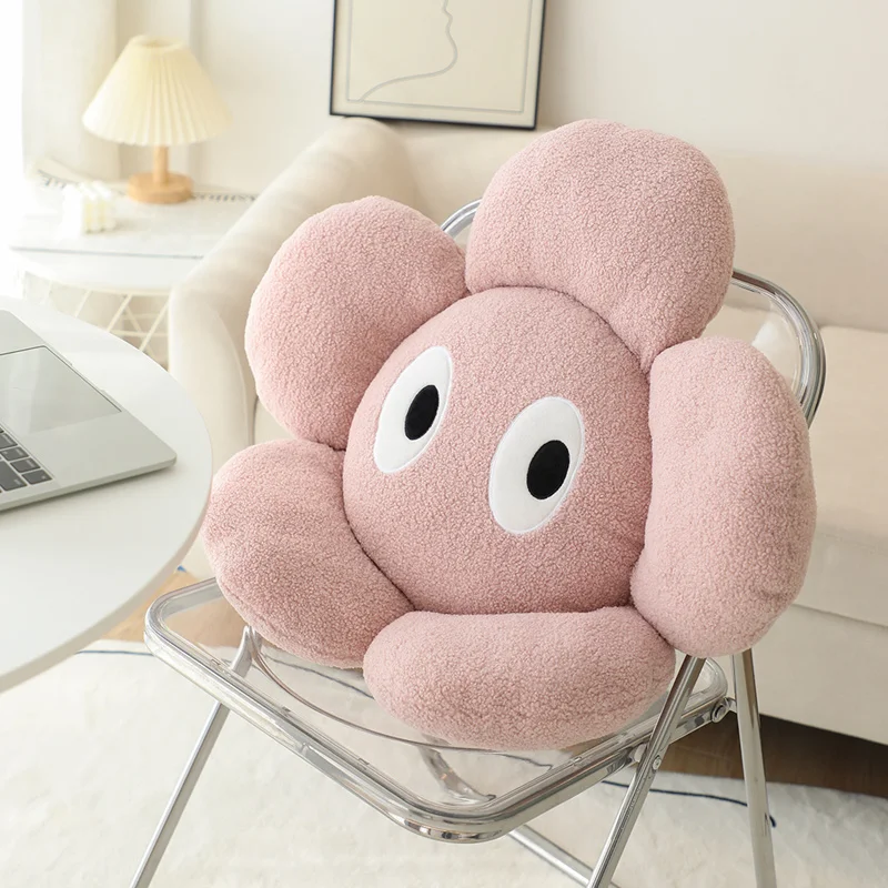 

Flower Shaped Throw Pillow With Smile Face Stuffed Black/Pink/White/Yellow Flower Cushion Pillow For Sofa Room Decor Girls Gifts