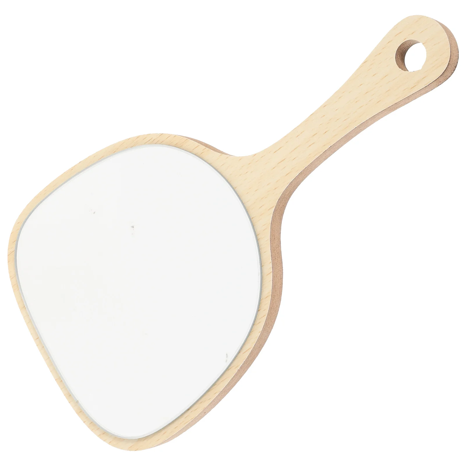 

Women Wooden Handheld Mirror With Handle Bathroom Khaki Mirror Wall Mounted With Hook Hole For Makeup Home Salon Travel Use