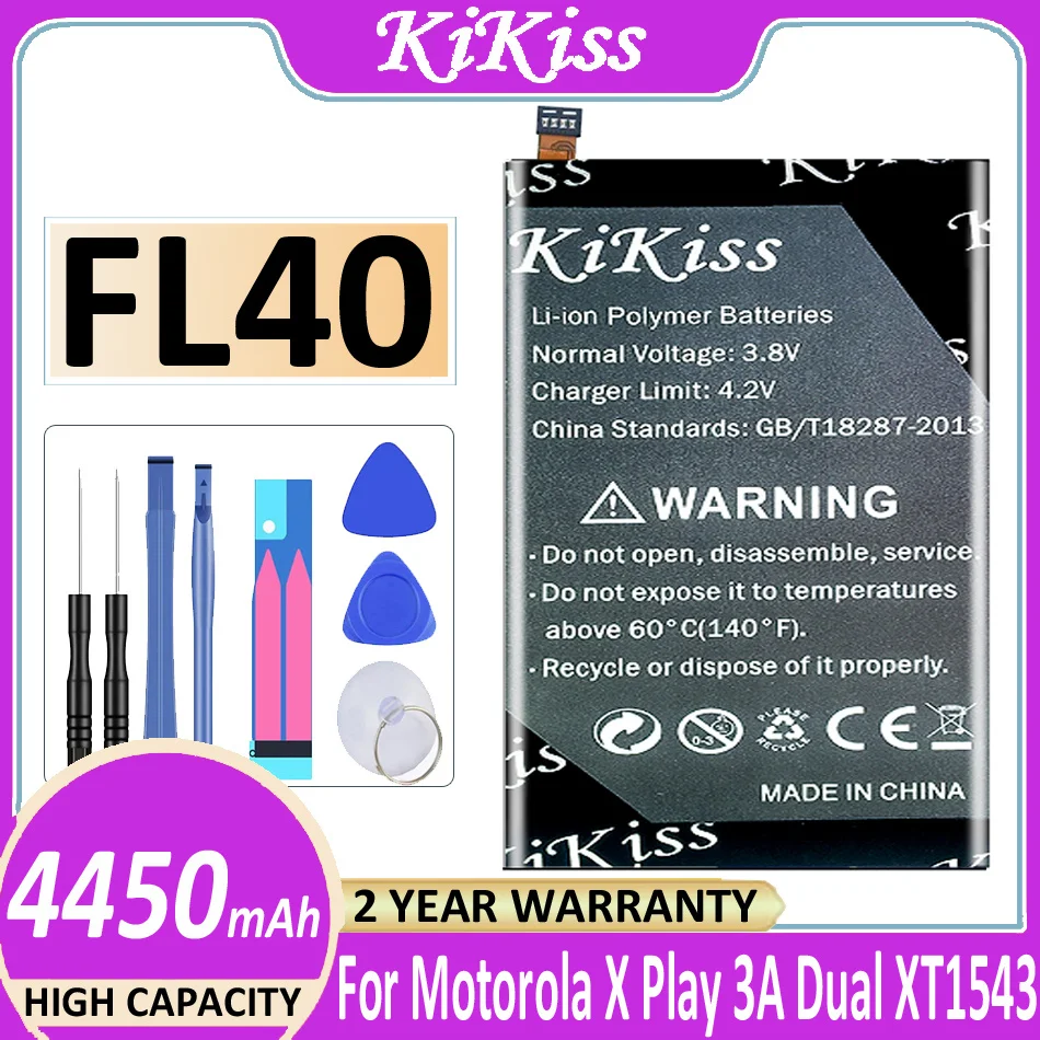 

Original KiKiss Battery FL40 4450mAh for Motorola Moto X 3A Moto X Play Dual XT1543 XT1544 XT1560 XT1561 XT1562 XT1563 XT1565