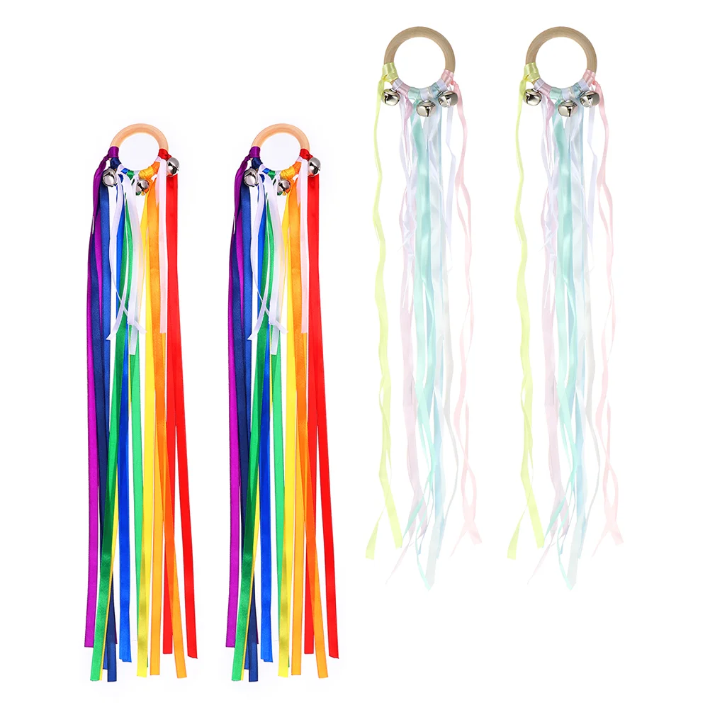 

2 Pairs Lightweight Portable Convenient Creative Ribbon Performance Props Performing Colored Streamers for Gift Children