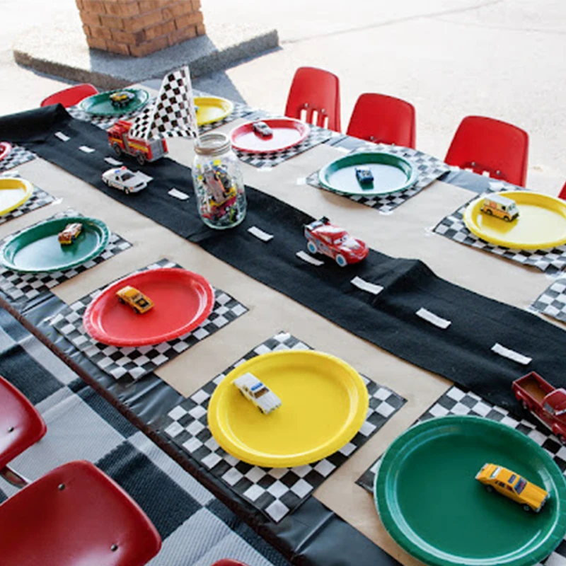 

Racing Checkered Party Supplies Flags Set Include Black and White Race Flags Plate Napkins with Sticks for Race Car Party Decor