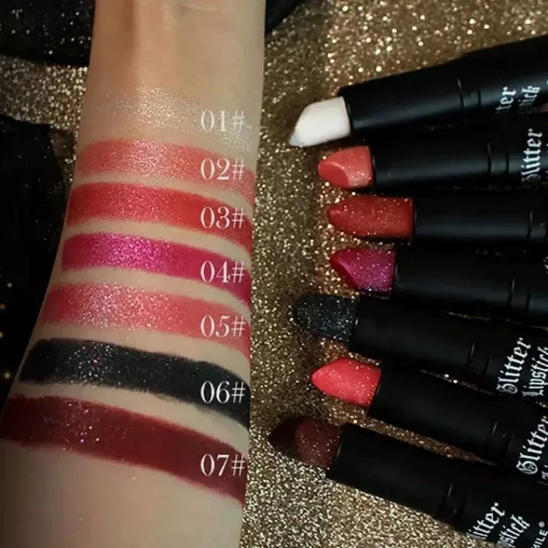 Матовая губная помада Velet с блестками и бриллиантами перламутровый металлик