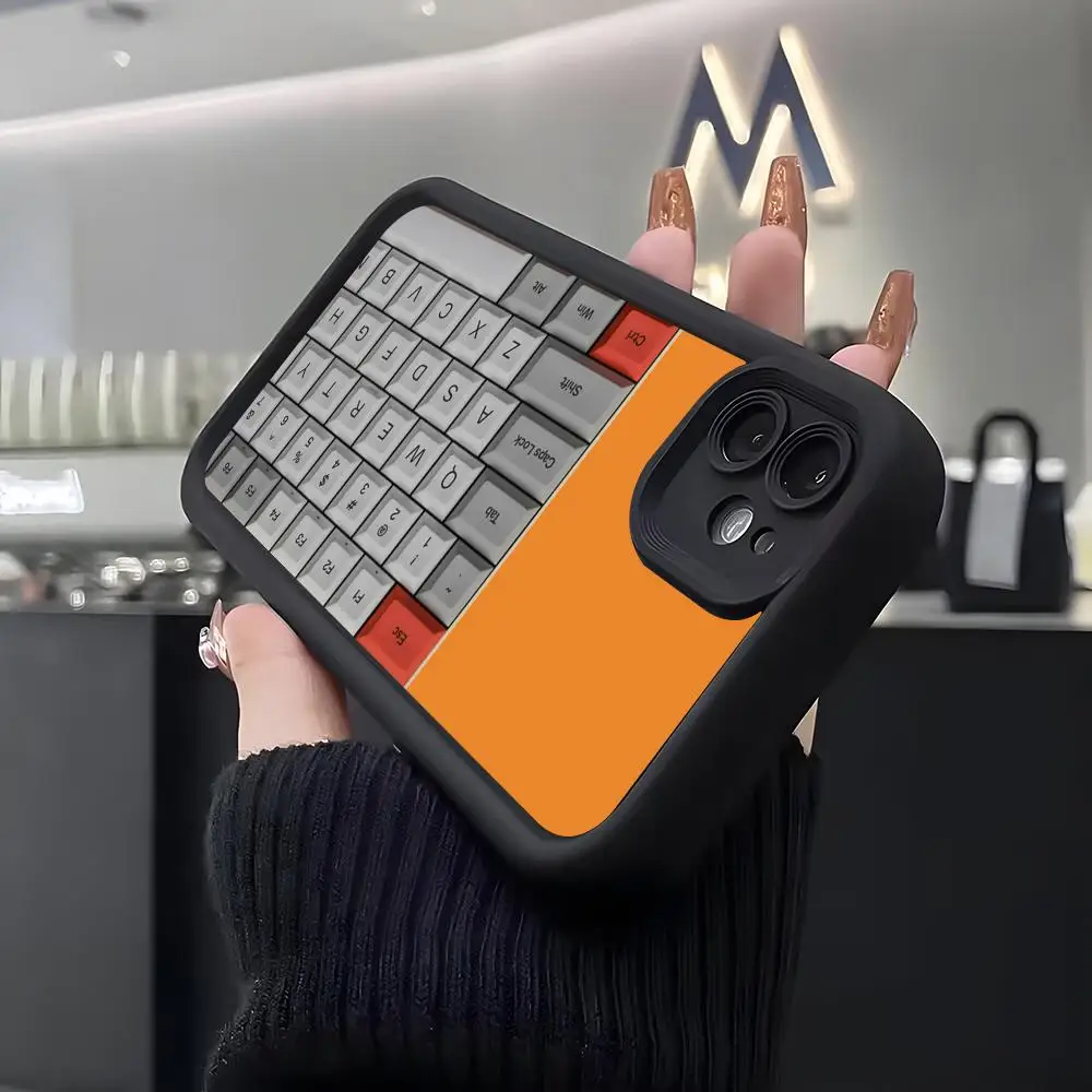 Фото Чехол-клавиатура для iPhone Air 17 Pro Max 16 E 15 14 Pro Max 13 12 11 Mini Plus, мягкий силиконовый, черный №1