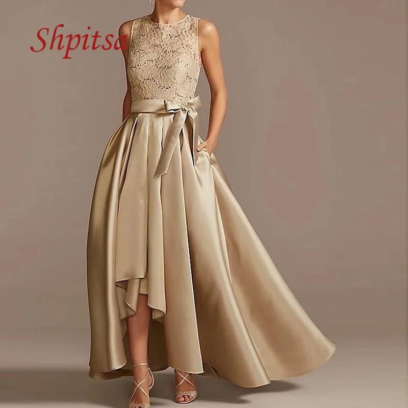 

Gold Lace Mother of the Bride Dresses for Weddings Plus Size Elegant Evening Prom Groom Godmother Dresses