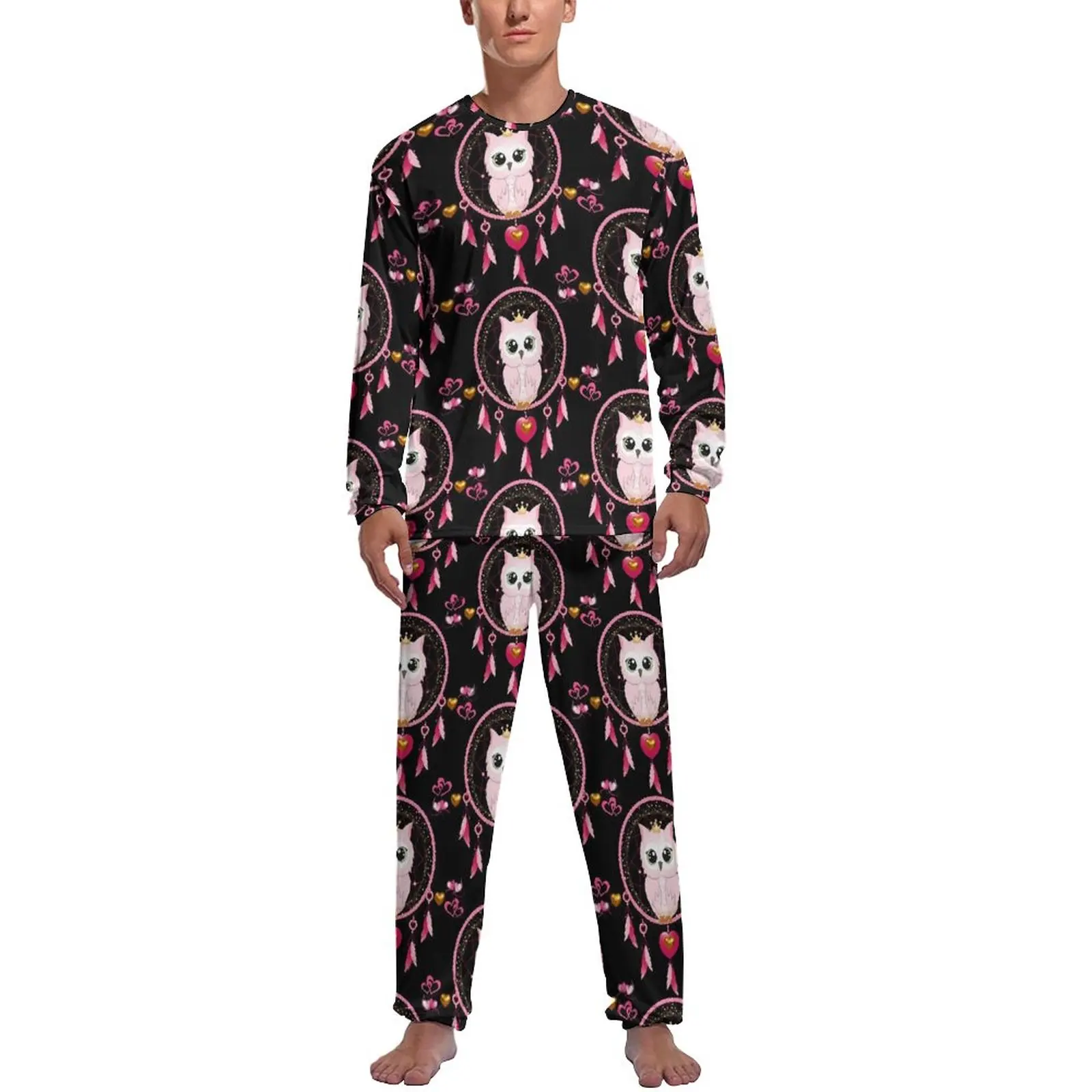 

Owl Dream Catcher Pajamas Cute Animal Male Long Sleeve Cute Pajama Sets 2 Pieces Leisure Daily Print Nightwear Birthday Present