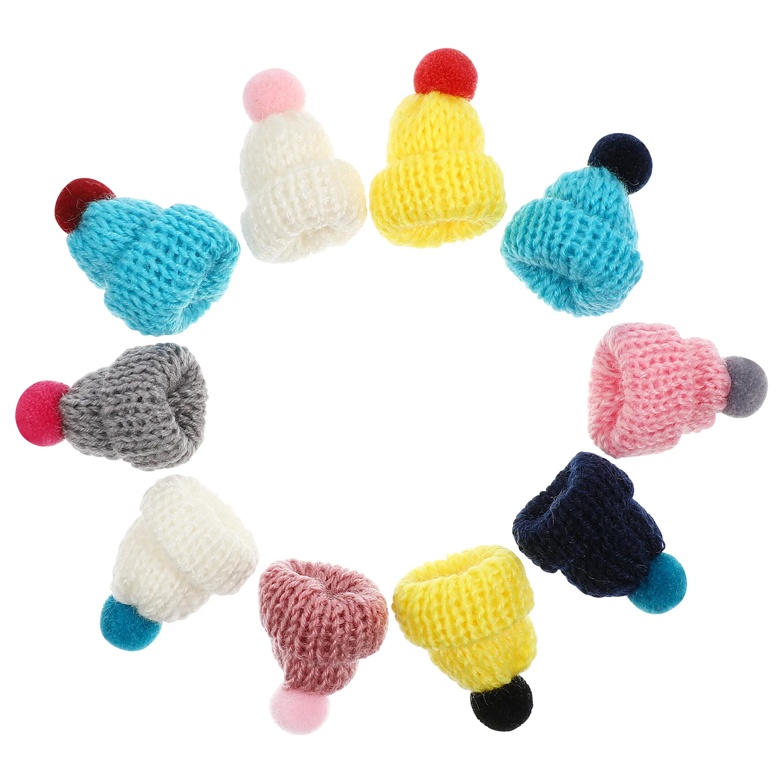 

10 Pcs Hats Ornaments DIY Craft Knitted Knitting Decoration Mini Wool Yarn Accessories