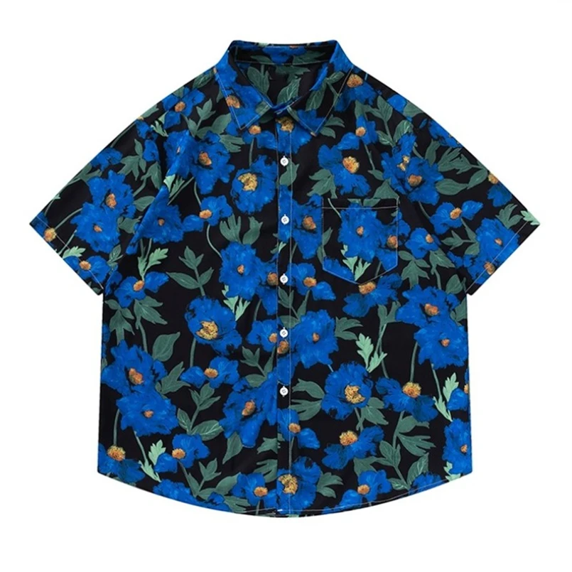

2023 New Men's Casual Blouse Cotton Print Shirts Loose Tops Half Sleeve Tee Shirt Spring Summer Casual Handsome Men Chic Shirts