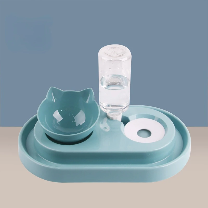 

Double Dog Cat Bowls,Pet Water Food Bowl Set with Automatic Water Dispenser Bottle Detachable for Small Dogs Cats Kitten Puppy