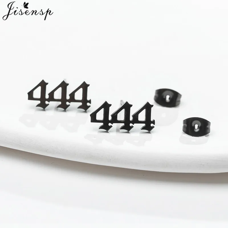 

Jisensp Custom Jewelry Stainless Steel Angel Number Earrings 111 222 444 666 888 999 Figure Ear Studs Women Men Birthday Gifts