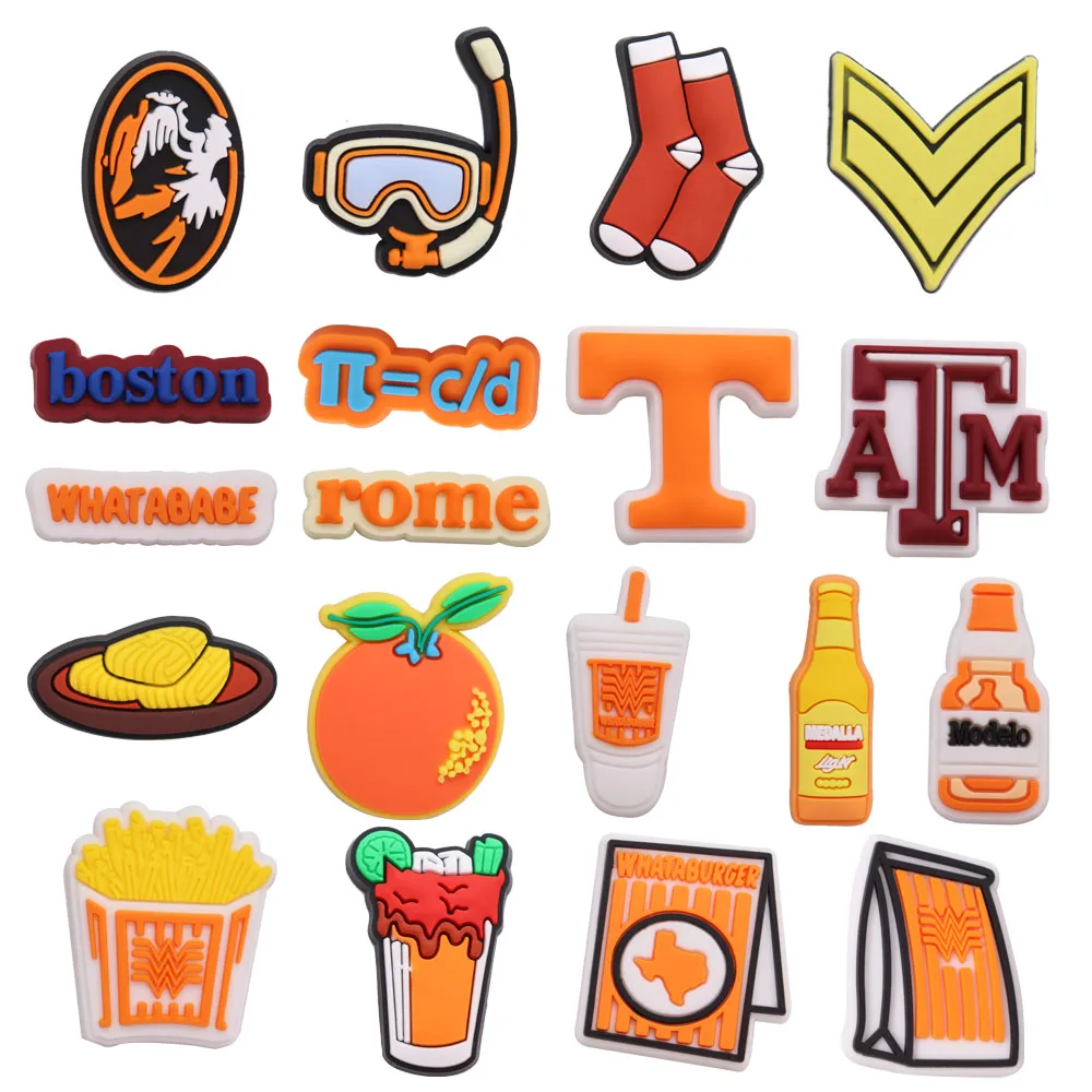 

50 шт. оптовая продажа бостонские оранжевые стильные подвески для обуви аксессуары для взрослых Сандалии украшение для обуви с пряжкой подходит для Croc Jibz обувь