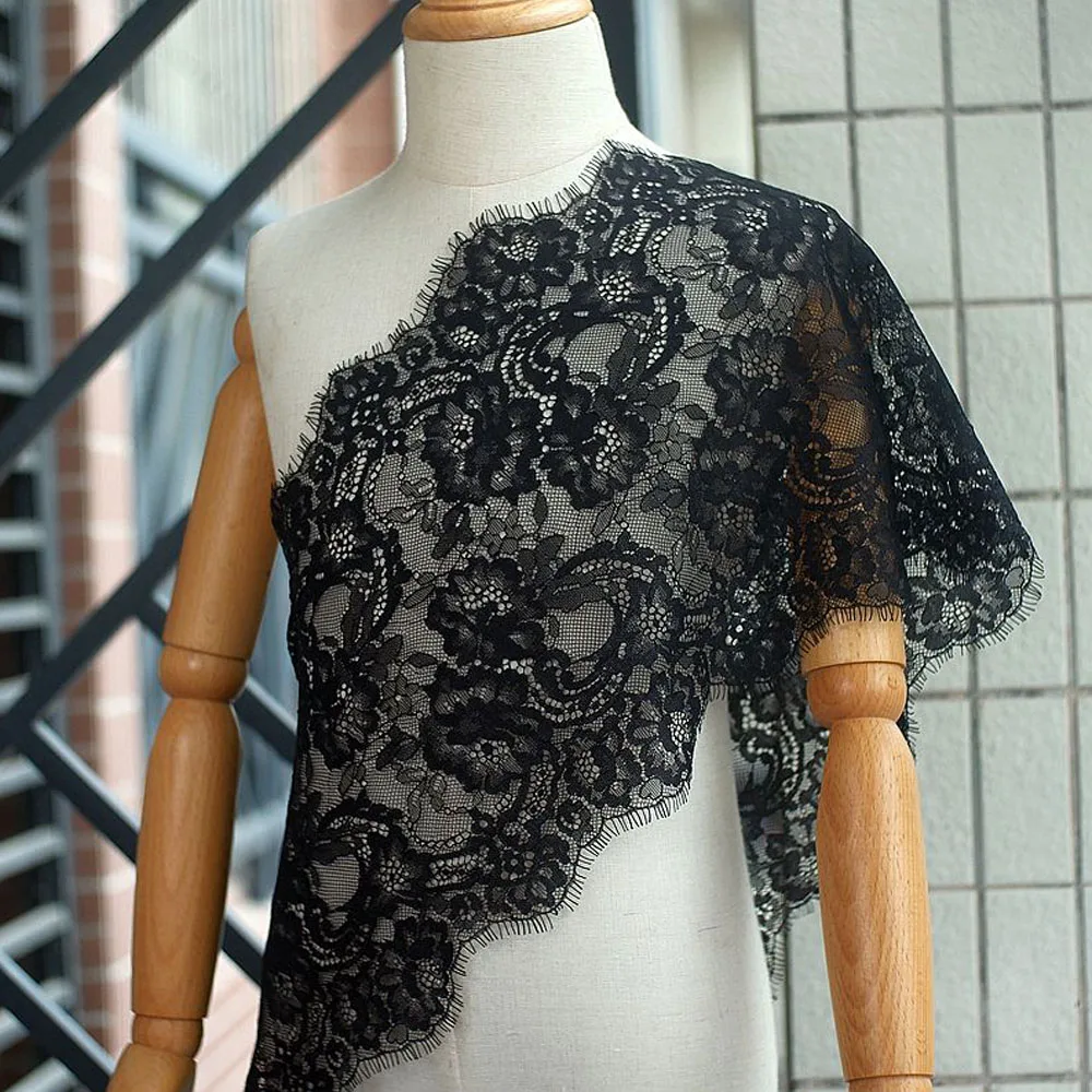 Черная кружевная отделка для ресниц шантильи рукоделие своими руками свадебные