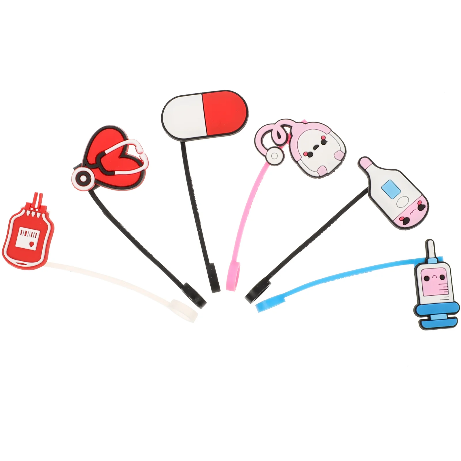 

6 Pcs Straw Cap Themed Caps Nurse Stethoscope Silicone Case Silica Gel Straws